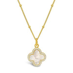 Sterling Silver Gold Plated Mother of Pearl Classy Clover Necklace