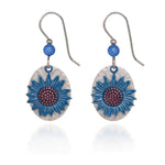 Silver Forest Blue Flower Layered Earrings