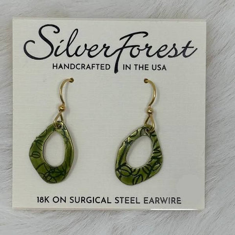 Silver Forest Green Open earrings