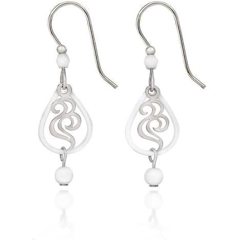 Silver Forest White Spiral earrings