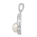 Sterling Silver Freshwater Cultured Pearl and Diamond Necklace