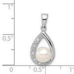 Sterling Silver Freshwater Cultured Pearl and Diamond Necklace