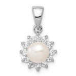 Sterling Silver Freshwater Cultured Pearl and CZ Necklace