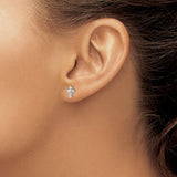 Sterling Silver CZ Bezel Cross Studs