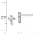 Sterling Silver CZ Bezel Cross Studs