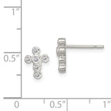Sterling Silver CZ Bezel Cross Studs