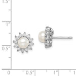 Sterling Silver Freshwater Cultured Pearl and CZ Earrings