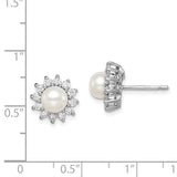 Sterling Silver Freshwater Cultured Pearl and CZ Earrings