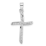 Sterling Silver CZ Wavy Cross Necklace