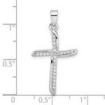 Sterling Silver CZ Wavy Cross Necklace