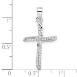Sterling Silver CZ Wavy Cross Necklace