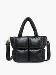 Brittany Puffer Tote/Satchel-  Black
