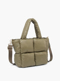 Brittany Puffer Tote/Satchel- Olive