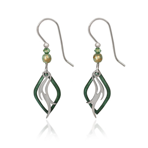 Silver and Green Silver Forest Earrings