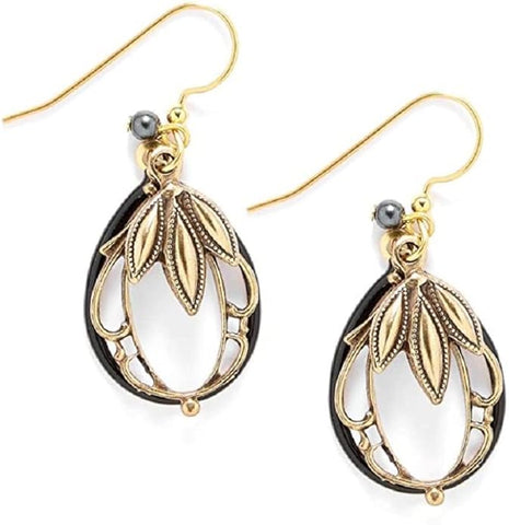Silver Forest Gold Lotus Earrings