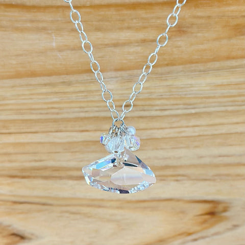 Sterling Silver Galactic Crystal and Pearl Necklace