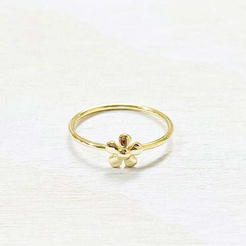 Sterling Silver Gold Plated Flower Ring