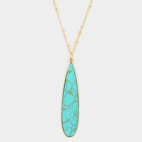 Fashion Turquoise Teardrop Long Necklace
