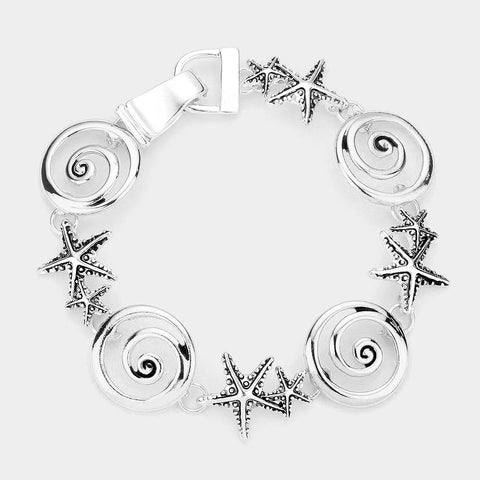 Fashion Silver Tone Starfish Magnetic Bracelet