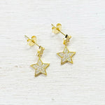 Sterling Silver Gold Plated CZ Star Earrings