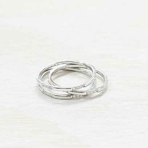 Sterling Silver CZ Triple Ring Stack
