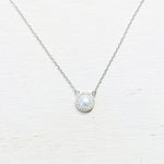 Sterling Silver Freshwater Pearl w CZ Halo Necklace