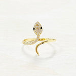 Sterling Silver Gold Plated CZ Snake Ring