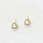 Sterling Silver Gold Plated CZ Heart Studs