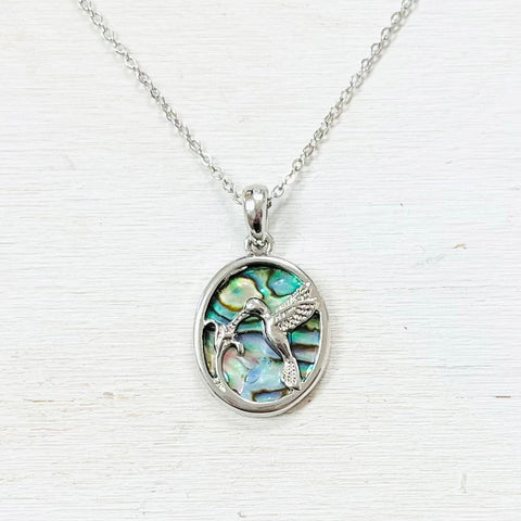 Wild Pearle Abalone Hummingbird Necklace