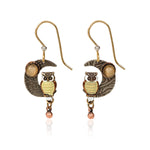 Silver Forest Dangle Owl Earrings
