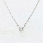 Sterling Silver CZ Paperclip Necklace