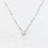 Sterling Silver CZ Paperclip Necklace