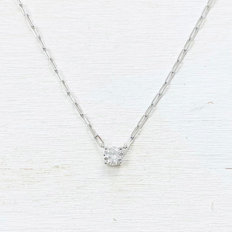 Sterling Silver CZ Paperclip Necklace