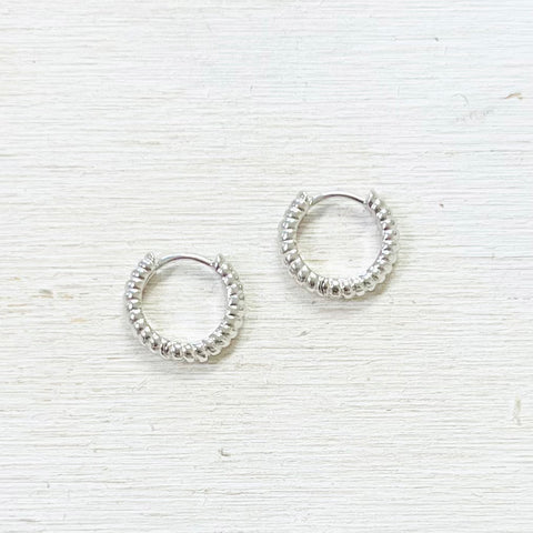 Sterling Silver Textured Huggie Hoops