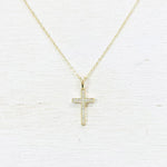 Sterling Silver Gold Plated CZ Cross Necklace