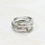Sterling Silver CZ 6 Pc Ring Set