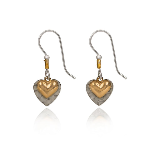 Silver Forest Two-Tone Heart Earrings