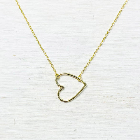 Sterling Silver Gold Plated Heart Necklace