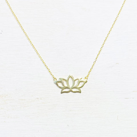 Sterling Silver Gold Plated Lotus Flower Necklace