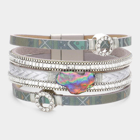 Fashion Faux Leather Magnetic Bracelet