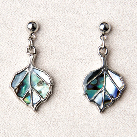 Wild Pearle Abalone Aspen Leaves Earrings