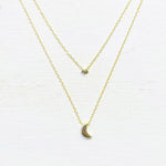 Sterling Silver Gold Plated Moon and Star Layered Necklace