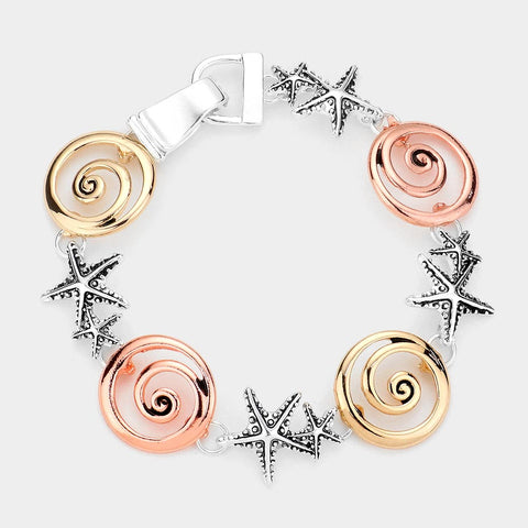 Fashion Tri-Color Starfish Magnetic Bracelet
