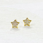 Sterling Silver Gold Plated CZ Star Studs