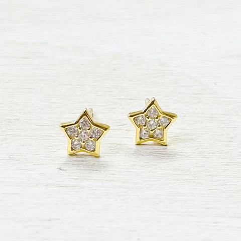 Sterling Silver Gold Plated CZ Star Studs