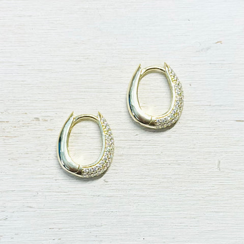 Sterling Silver Gold Plated CZ Hoops
