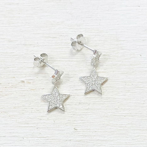 Sterling Silver CZ Star Earrings