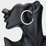 Fashion Silver Tone Rhinestone Hoops