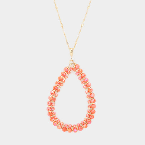 Fashion Coral Teardrop Long Necklace