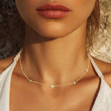 Fashion Gold Tone CZ Station Necklace